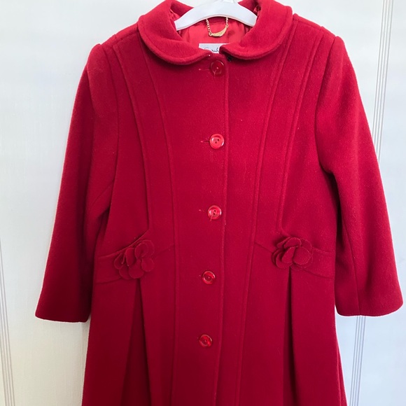 Girls long red dress coat size 5 - Picture 1 of 3